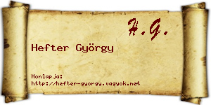Hefter György névjegykártya